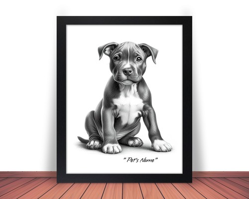 Framed personalized pit bull - framed, &