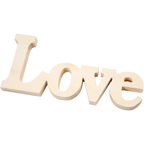 Wooden love word cut - word, out