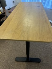 IKEA BEKANT Desk Oak Veneer Top, black legs, adjustable height 140x60cm. Bolton 