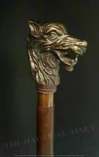 Wolf Head Brass Handle Walking