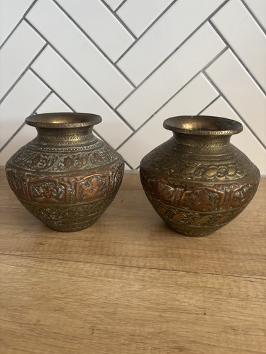 Pair vintage brass indian - pair,