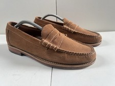 GH Bass Weejuns Suede Penny Loafers UK9 EU43 Tan Brown Leather Sole Free Post UK