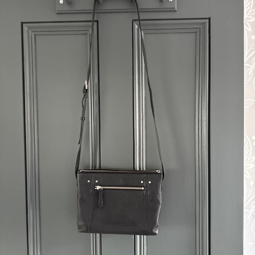 Black leather crossbody - leather,