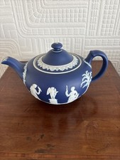 Beautiful Antique Wedgwood Cobalt Blue Jasperware 2 Pint Teapot
