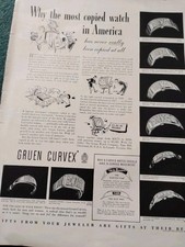 Sk169 Ephemera 1939 folded Advert Gruen Curvex Watches