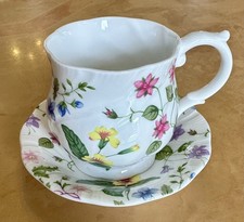 Queens China Country Meadow Floral Cup/Mug And Saucer