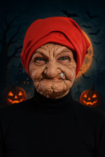 Funny Smoking Granny Latex Mask Old Woman Wrinkled Face Halloween Costume Prop