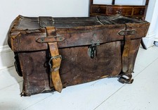 Classic Car Leather Trunk Case with handles Antique Thick Leather FREE POSTAGE 