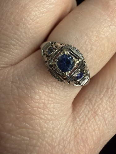 18k white gold art deco - white,