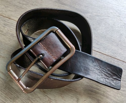 Vintage 90s hide leather belt - vintage,