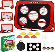 CATCHLUCK Football Goal for Kids Football Nets for Garden Pop Up 120x80x80cm Red