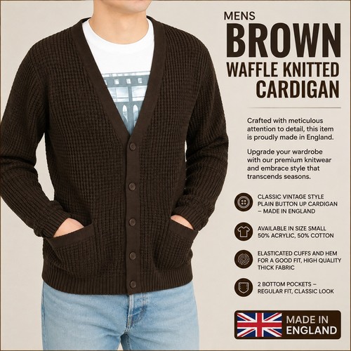 Mens waffle knit cardigan - knit,