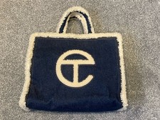 Telfar x Ugg Denim Blue Cotton Sheepskin Trim Large Shopper Bag Sold Out