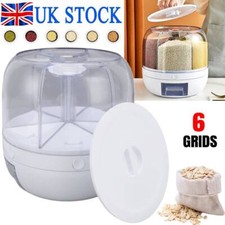 5KG Grain Container 6-in-1 Cereal Dispenser Rotating Rice Storage Dry Food Box