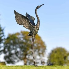 Cast Iron Freestanding "Head Up" Flamingo Garden Sculpture