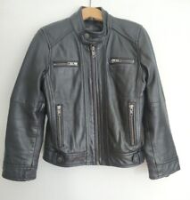 Barneys Boys Black Real Leather Jacket 7 years Very Good Condition 