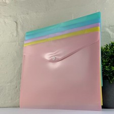 A4 Plastic Popper Wallet Document Storage Folders Button File Pastel Colour Pack
