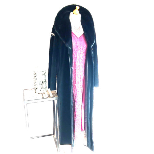 Gothic black velvet long coat - long,