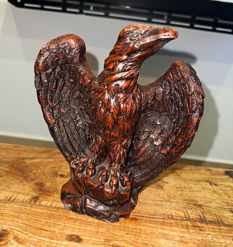 Carved wooden eagle ornament - carved,