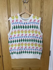Boden Women's Knit Round Neck Preppy Fair Isle Pattern Vest Size M Tank Fruit