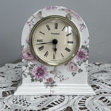 Vintage Floral Grayshott Mantel Clock Porcelain Quartz West Germany Cottage