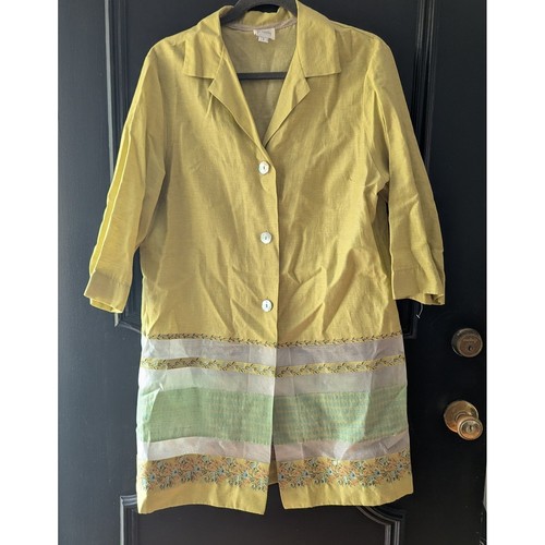 Vtg chartreuse linen silk - vtg,