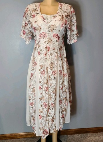 Vtg lace layered dress boho - lace,