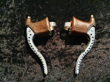 Vintage MAFAC brake levers Drillium Brown Hoods alloy  bike bicycle Eroica