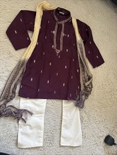 New Burgundy boys Indian Asian kurta Sherwani outfit set Size 4