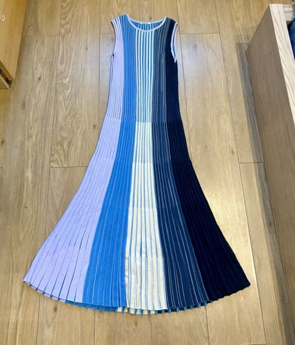 Pleated maxi dress blue - blue, white