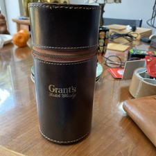 Vintage Grant’s Glenfiddich Scotch Whisky Real Hide Cased Triple Flask Set  3c