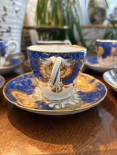 1850s Cobalt & Gold Tea Cup Set (Copeland Or  Serves 