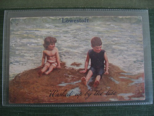 Printed postcard washed up - printed, postcard,washed