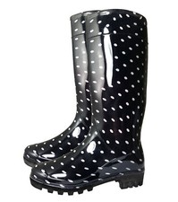 WOMENS RAIN FESTIVAL WELLIES PLAIN SPOT PATTERN WELLINGTON BOOTS SIZE 4 5 6 7 8