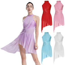 UK Women Leotards Ballet Dresses Figure Ice Skating Leotard Roller Dress Dance