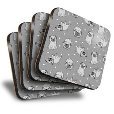 Set of 4 Square Coasters - BW