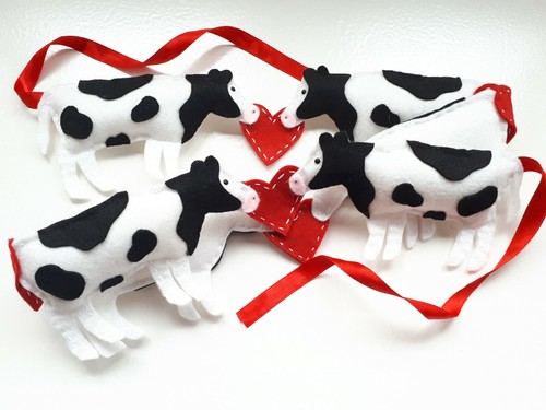 Handmade cow garland bunting - handmade,