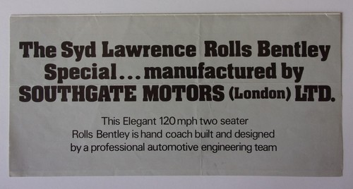 Syd lawrence rolls bentley - lawrence,
