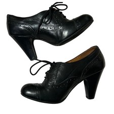 Office London Lace Up Black Brogue Heel Shoes size 36