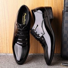 Mens Black Patent Leather Oxford Lace Up Formal Business Office Dress Shoes