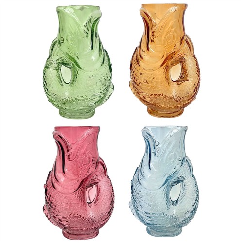 Glass fish jug 20cm - glass, coloured