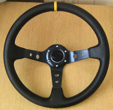 Deep Dish Sports Steering Wheel - 350mm Drifting Rally Racing Black PVC Leather