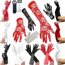WOMENS LADIES SATIN GLOVES HEN NIGHT FANCY PARTY MAID DRESS PROM WEDDING BRIDAL