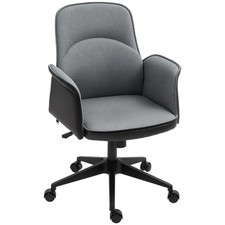 HOMCOM Office Chair, Linen, Adjustable Height, Grey  , Refurbished