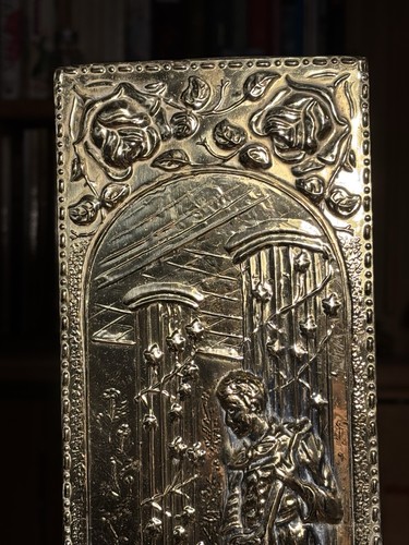 Art nouveau brass relief wall - brass,