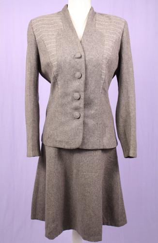 Vtg women 40s gray wool - vtg, pc