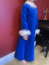Vintage Handmade Snow Queen Costume Theater Girls Dress  8/9 Royal Blue Velvet 