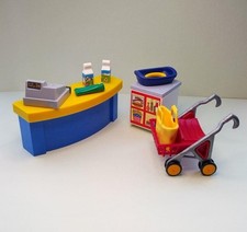 Playmobil Shop / Grocery Shelf, Counter, Trolley, Till, Bag & Food -  Pre-owned