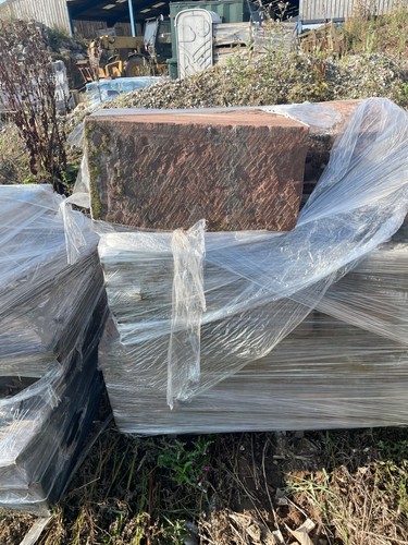 Red sandstone walling