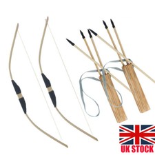 Handmade Wood Bow and Arrow, Quiver Set for Kids Gift Outdoor Target Practice